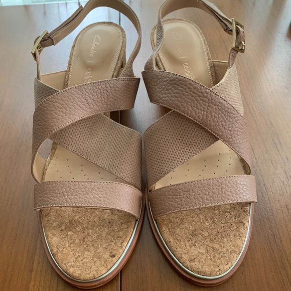 Clarks Praline Leather Ellis Tilda Heels - Picture 1 of 5